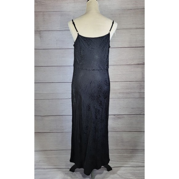 BY Anthropologie Jacquard Bias Cut Slip Dress Black Size 14 - Picture 5 of 10